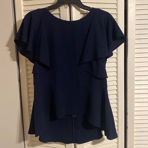 Faith & Zoe Navy Peplum Top